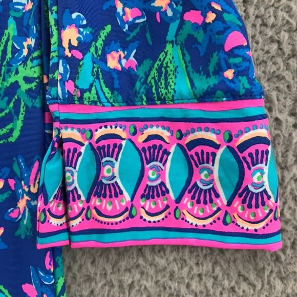 LILLY PULITZER Womens SMALL Braedyn Botanical Print Eclipse Blue Shift Dress - Picture 4 of 14